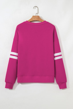 Rose Red Oversized Varsity Drop Shoulder Sequined XOXO Valentine Sweatshirt