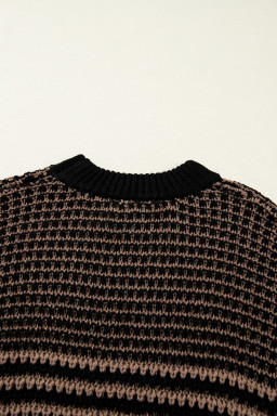 Black Stripe 3/4 Draped Sleeve Slouchy Sweater