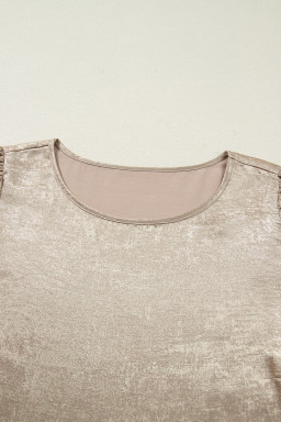 Apricot Plus Size Metallic Long Flounce Sleeve Blouse