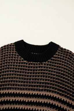Black Stripe 3/4 Draped Sleeve Slouchy Sweater