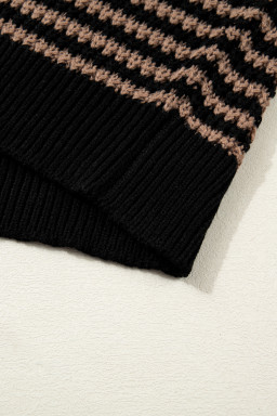 Black Stripe 3/4 Draped Sleeve Slouchy Sweater