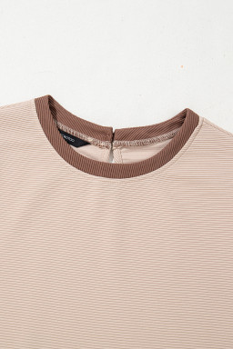 Parchment Stylish Textured Color Block Trim Shift Mini Dress