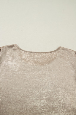 Apricot Plus Size Metallic Long Flounce Sleeve Blouse