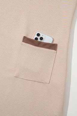 Parchment Stylish Textured Color Block Trim Shift Mini Dress