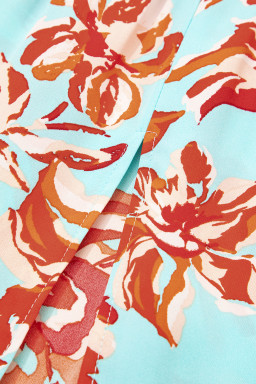 Green Bohemian Floral Print Tiered Maxi Skirt with Split