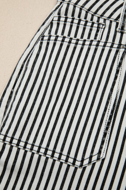 Black Stripe Patch Pocket High Waist Shift Denim Jeans