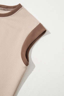 Parchment Stylish Textured Color Block Trim Shift Mini Dress