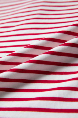 Red Stripe Half Placket V Neck Contrast 3/4 Sleeve Patchwork Top