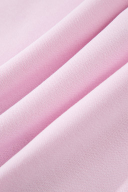 Pink Raw Seam Color Block Patchwork Button Polo Collar Mini Dress