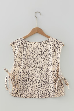 Apricot Knot Side Leopard Print Vest