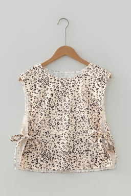 Apricot Knot Side Leopard Print Vest