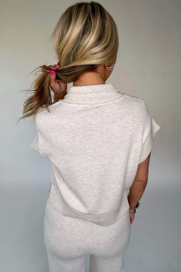 Light Grey Half Zip Polo Tee Casual Pant Set