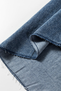 Blue Chest Pocket Raw Hem Denim Loose Shirt Dress