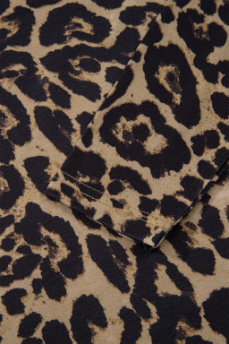 Brown Leopard Print Slim Long Sleeve T Shirt