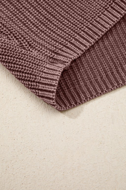 Dark Brown Mineral Washed Knit Button Polo Collar Loose Sweater