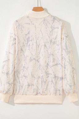 Khaki Tie Dye Camo CALIFORNIA Letter Embroidered Mock Neck Sweatshirt