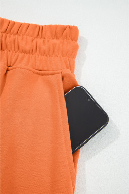 Flamingo Drop Shoulder Crop Pullover Drawstring Wide Leg Pants Set