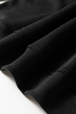 Black Varsity Striped Detail Cropped Pullover Wide Leg Pants 2pcs Outfit