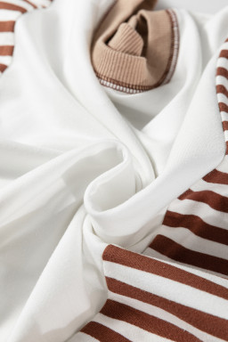 Brown Striped Colorblock Patchwork Oversized Sweatshirt