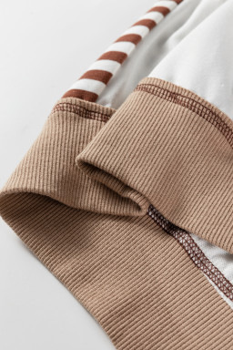 Brown Striped Colorblock Patchwork Oversized Sweatshirt