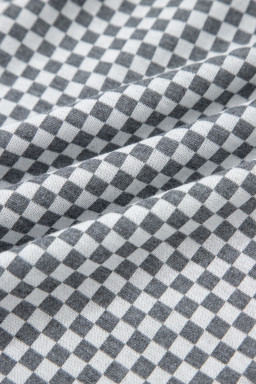 Gray Checkerboard Print Drawstring Elastic Waist Pocketed Shorts