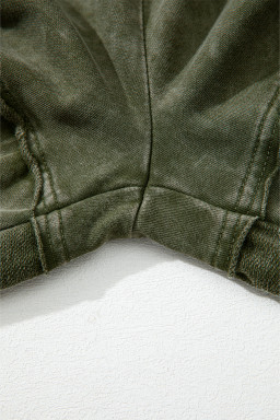 Vineyard Green Mineral Wash Tiered Wide Leg Patchwork Drawstring Pants