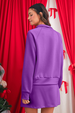 Wisteria Half Zip Sporty Pullover Mini Skort 2pcs Outfit