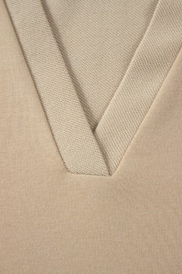 Parchment Striped Raglan Sleeve Notched Neck Raw Edge Plus Size Jumper