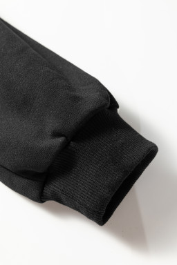 Black Varsity Striped Detail Cropped Pullover Wide Leg Pants 2pcs Outfit