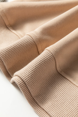 Oatmeal Varsity Striped Detail Cropped Pullover Wide Leg Pants 2pcs Outfit