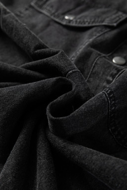Medium Grey Chest Pocket Raw Hem Denim Loose Shirt Dress