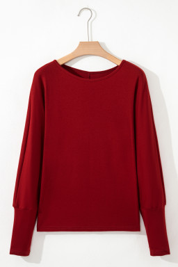 Red Dahlia Solid Color Round Neck Dolman Sleeve Top