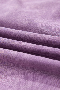 Orchid Bouquet Mineral Wash Waffle Bow Patched Pullover Sweatshirt