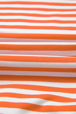 Orange Stripe Exposed Seam Drop Shoulder Long Sleeve Top