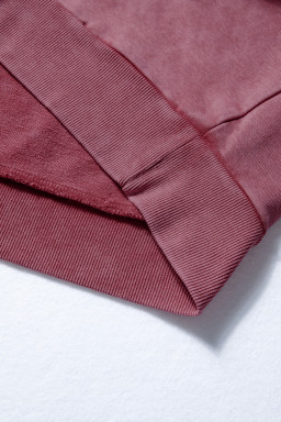 Red Dahlia Lace Applique Notched Neck Mineral Wash Baggy Sweatshirt