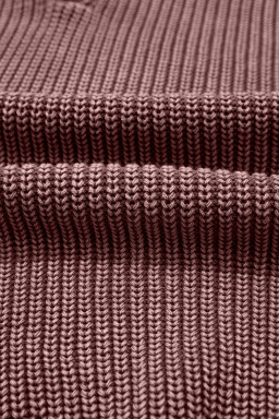 Dark Brown Mineral Washed Knit Button Polo Collar Loose Sweater