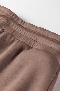 Coffee Solid Color Drop Shoulder Pullover Drawstring Mini Skirt Set
