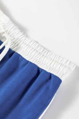 Sky Blue Varsity Stripe Detail Drop Shoulder Pullover Mini Skort Set