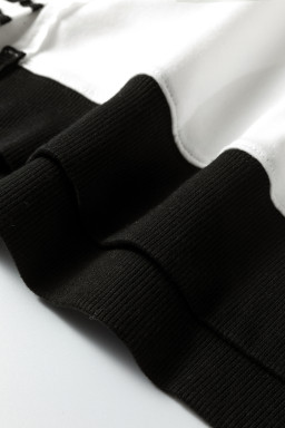 Black Stripe Sleeve Patchwork Casual Knit Top