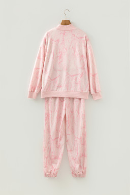 Pink Camo Print Jogger Pants Set