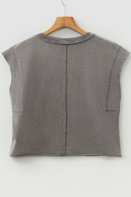 Medium Grey Mineral Wash Boxy Fit Cotton Tank Top