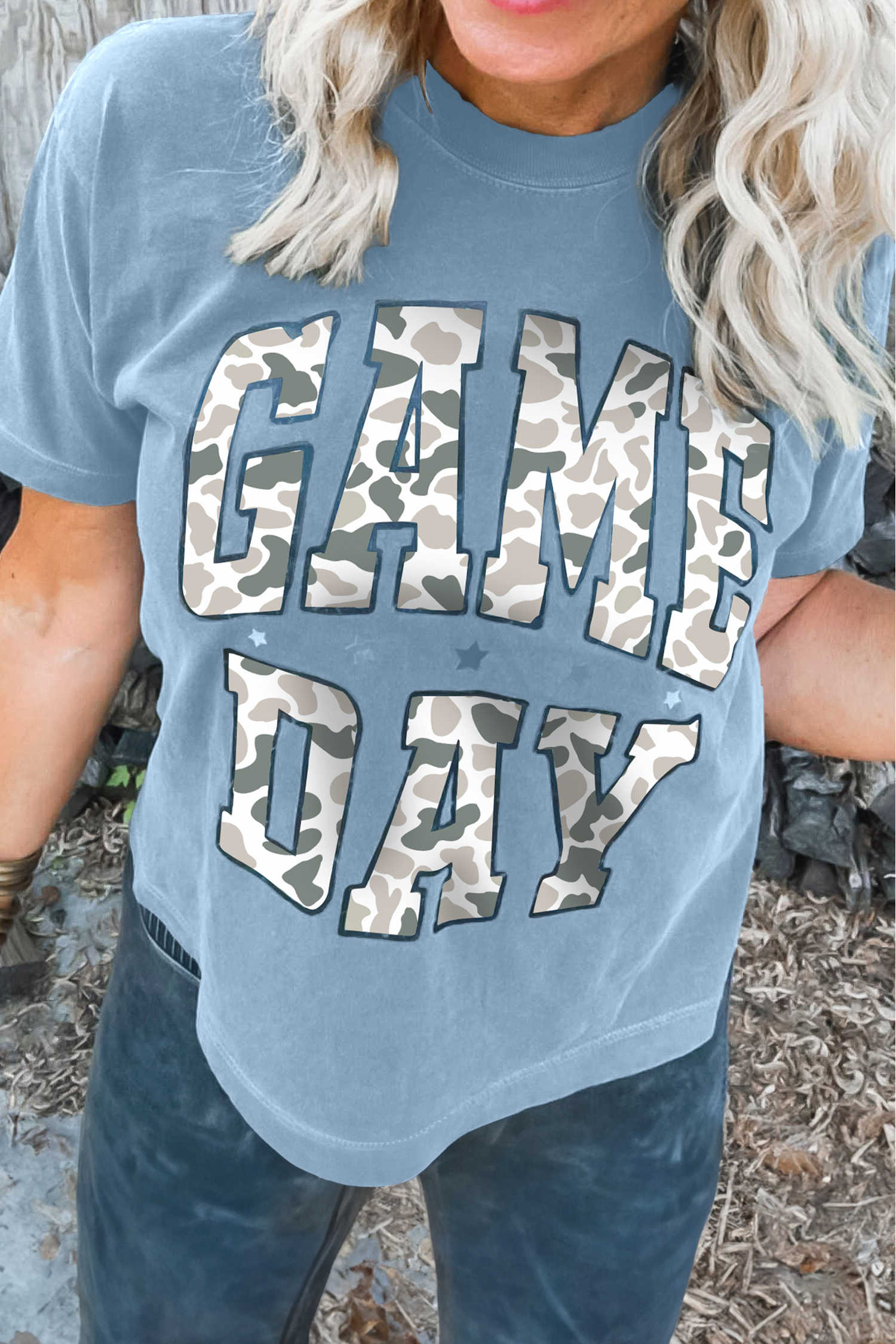 Samarreta estampada de camuflatge blau pedra GAME DAY