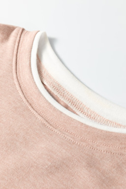 Smoke Gray False Two Piece Color Block Patchwork Long Sleeve Top