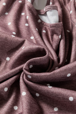 Dark Brown Polka Dot Boat Neck Knit Long Sleeve T Shirt