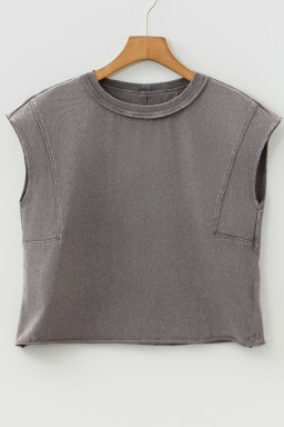 Medium Grey Mineral Wash Boxy Fit Cotton Tank Top