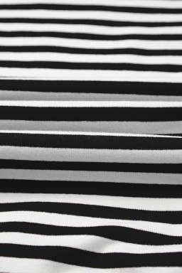 Black Stripe Exposed Seam Drop Shoulder Casual Pullover Top