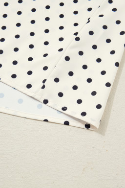 Apricot Plus Size Polka Dot Print Lace Trim V Neck Sleeveless Top