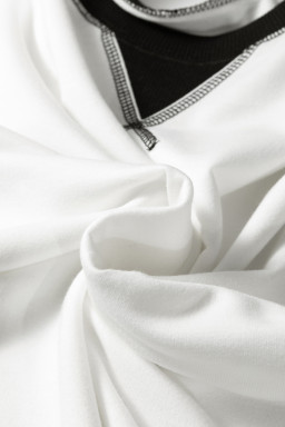 Black Stripe Sleeve Patchwork Casual Knit Top