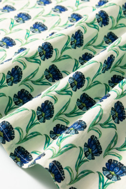 Green Floral Print Lace Detail Ruffle Trim Long Sleeve Blouse