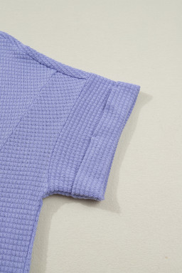 Wisteria Waffle V Neck Short Sleeve Knit Top